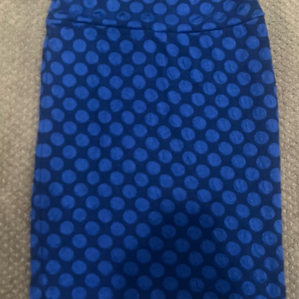 LuLaRoe Cassie Small Blue Polka Dot Pencil Skirt